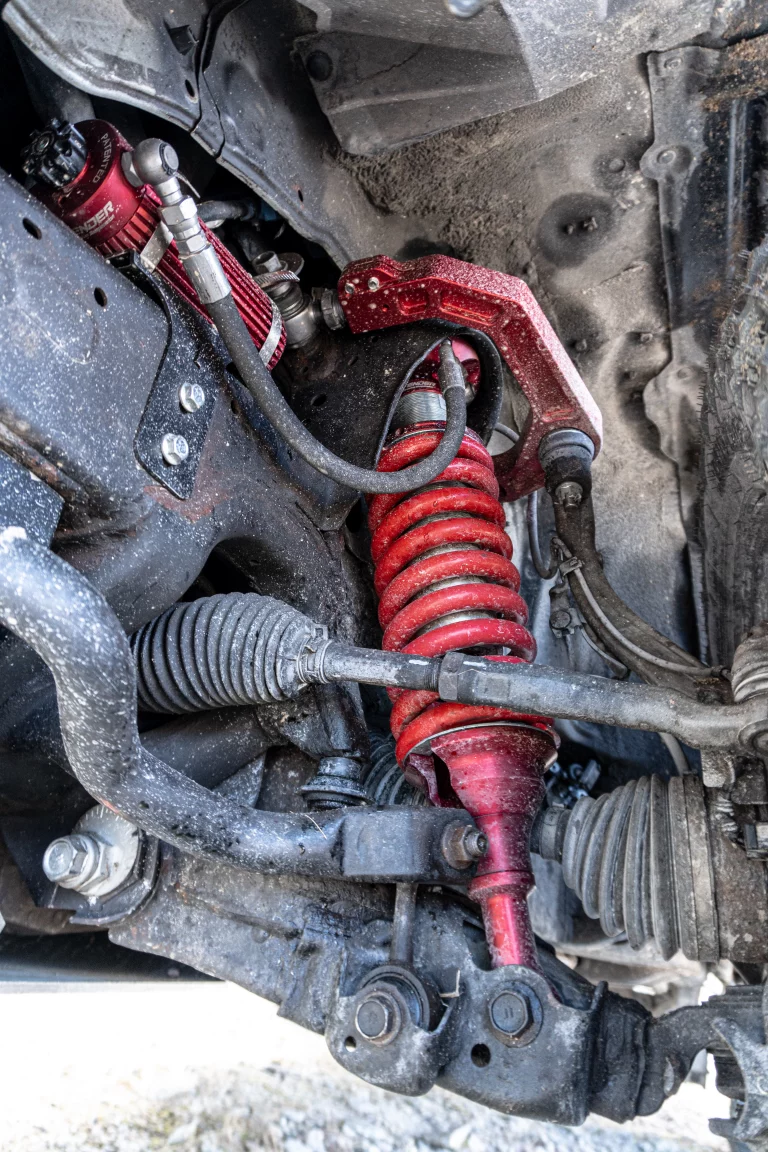 Toyota HDJ 200 front suspension with Dakar Extreme shock absorbers and reinforced components